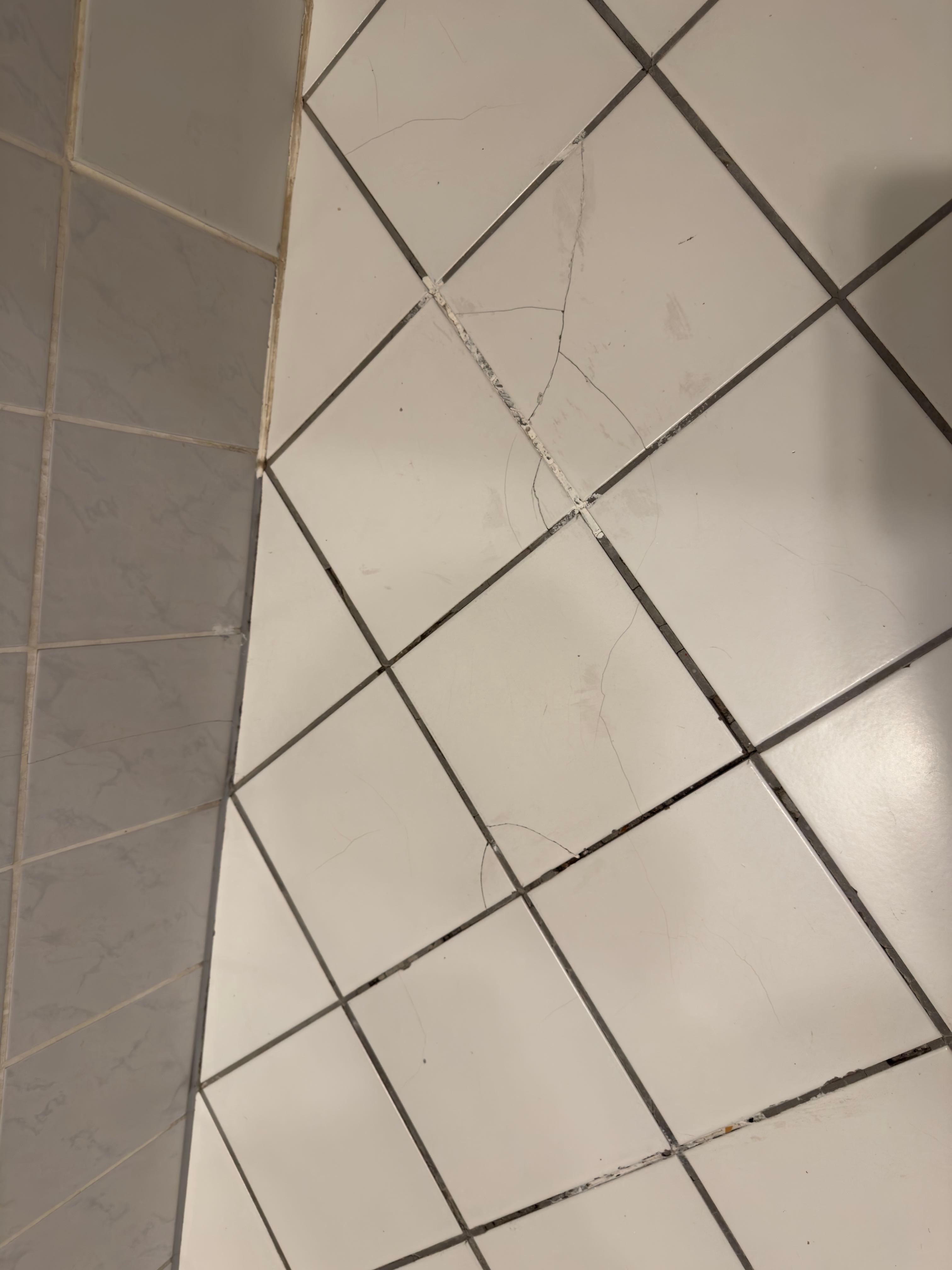 Broken tiles in the bathroom
