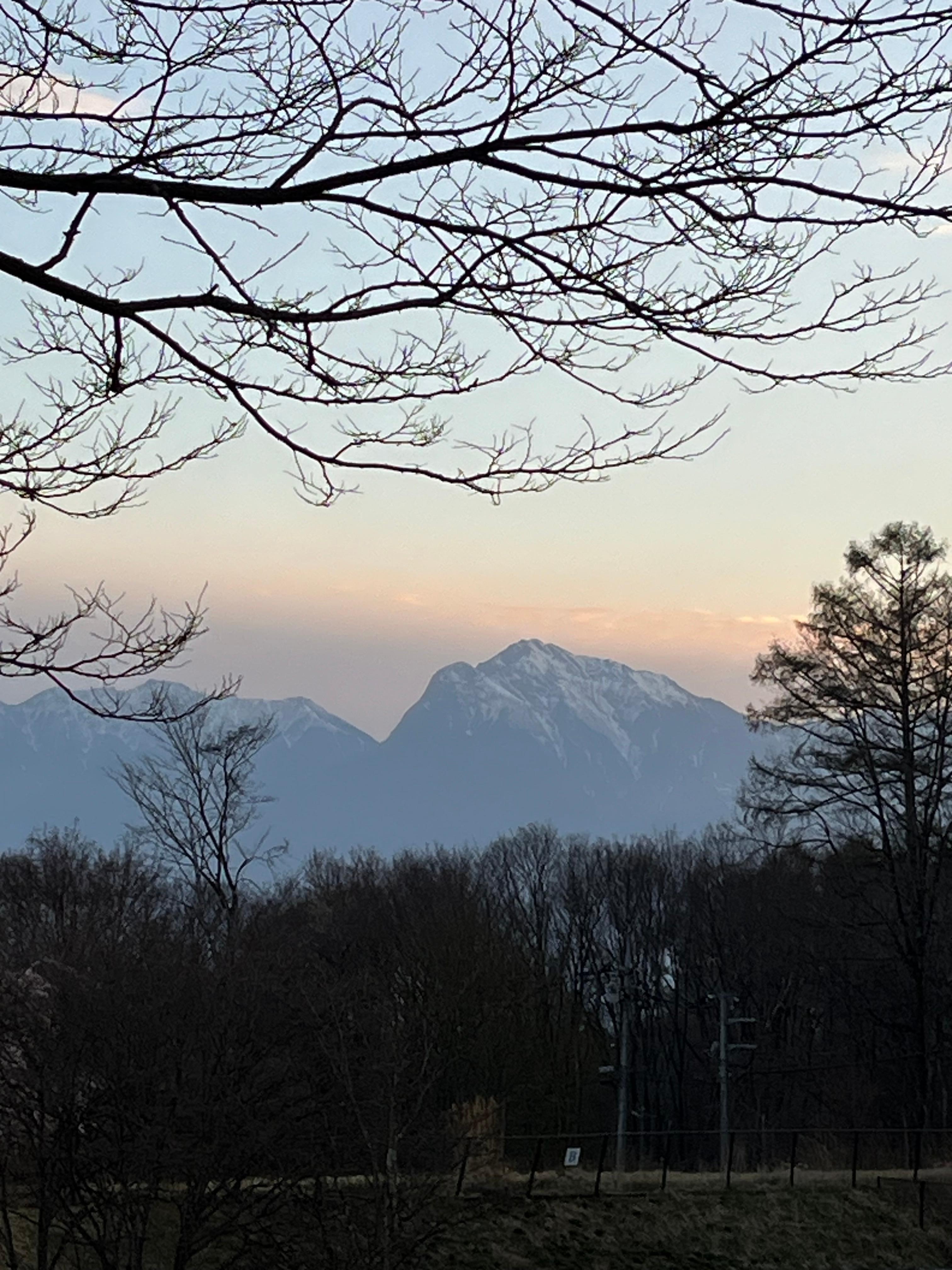 Japan Alps Yatsugadake view from the hotel parking lot