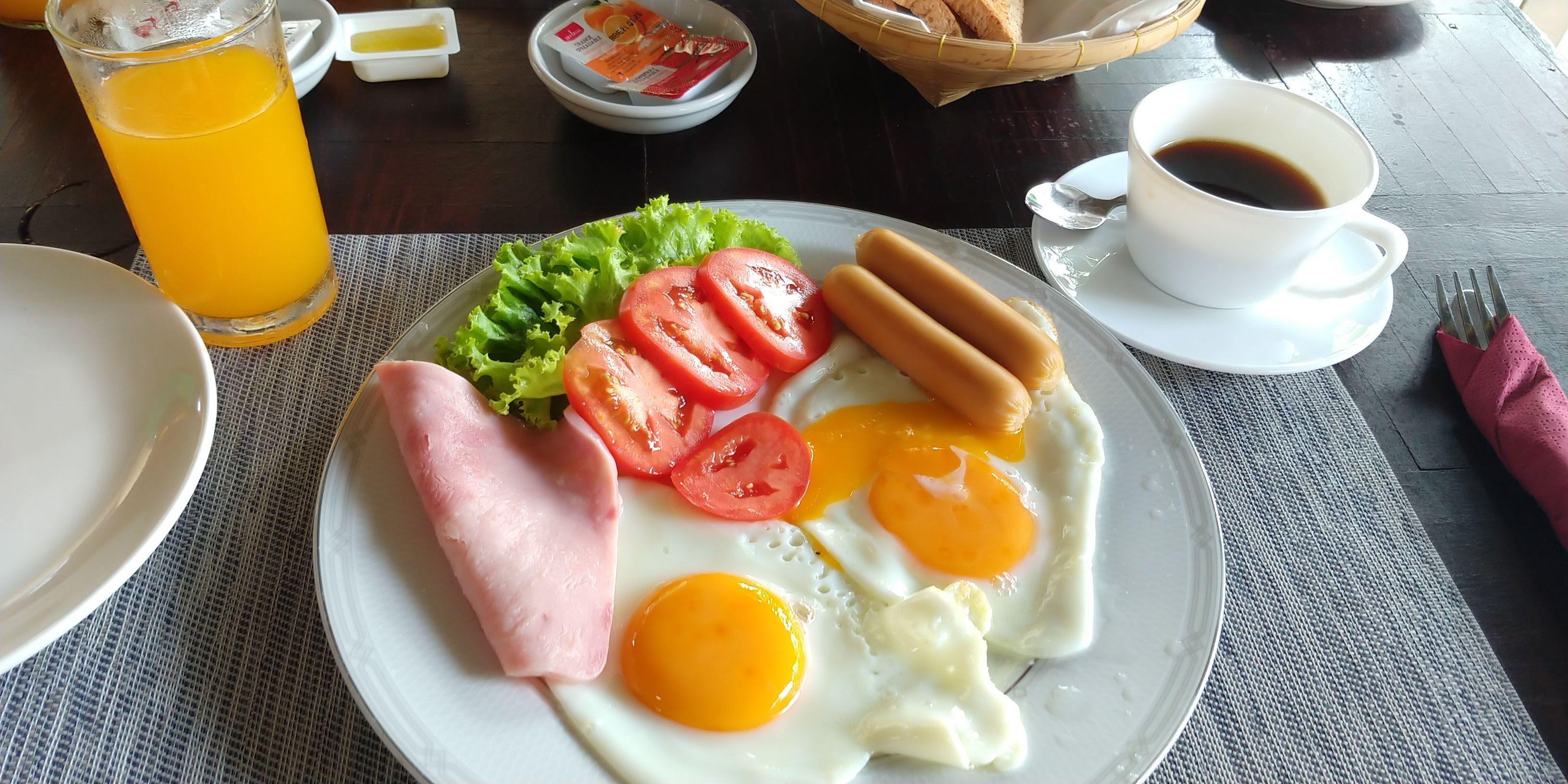 Morning breakfast prepared by the owner