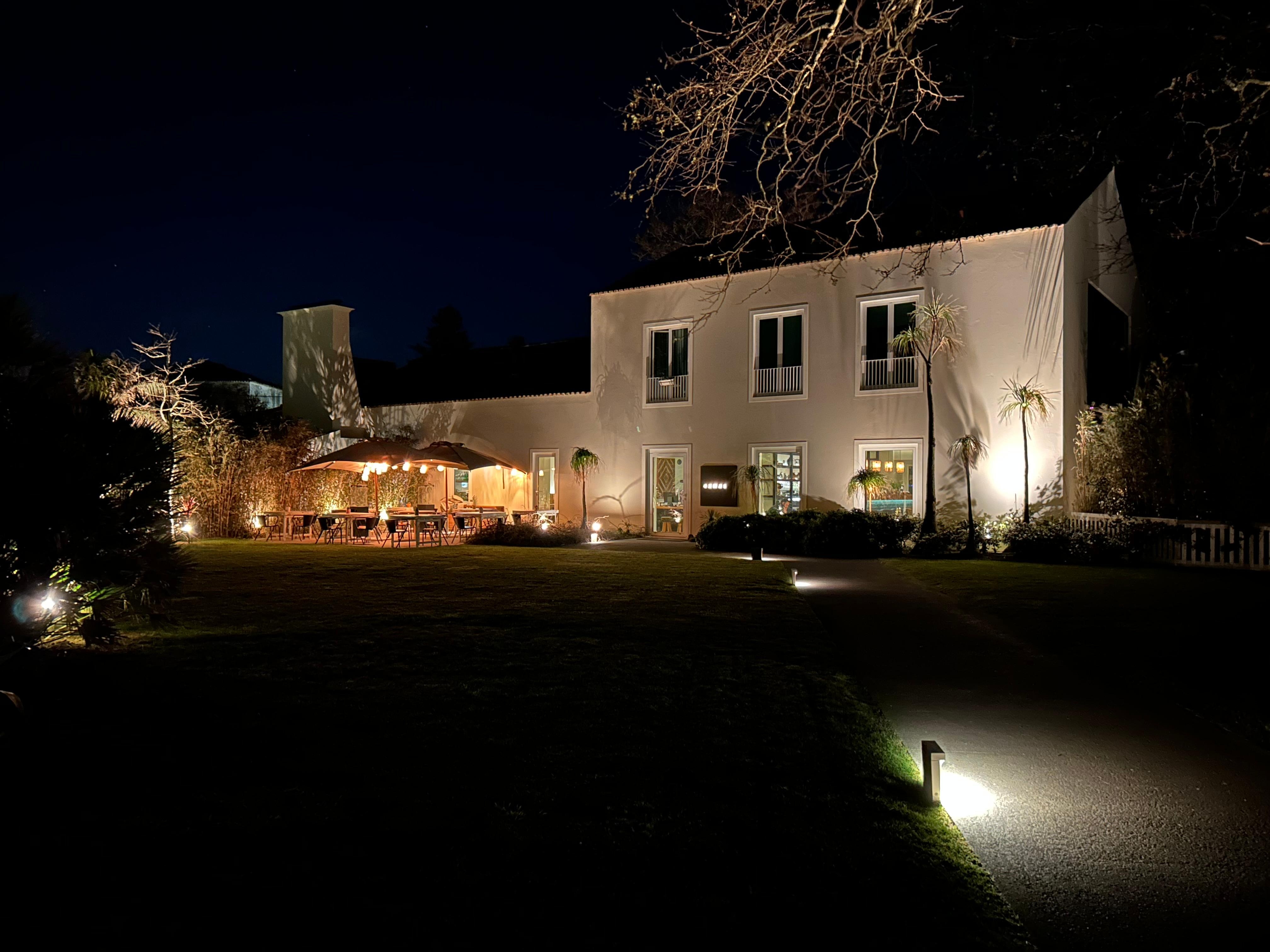 Main building at night 