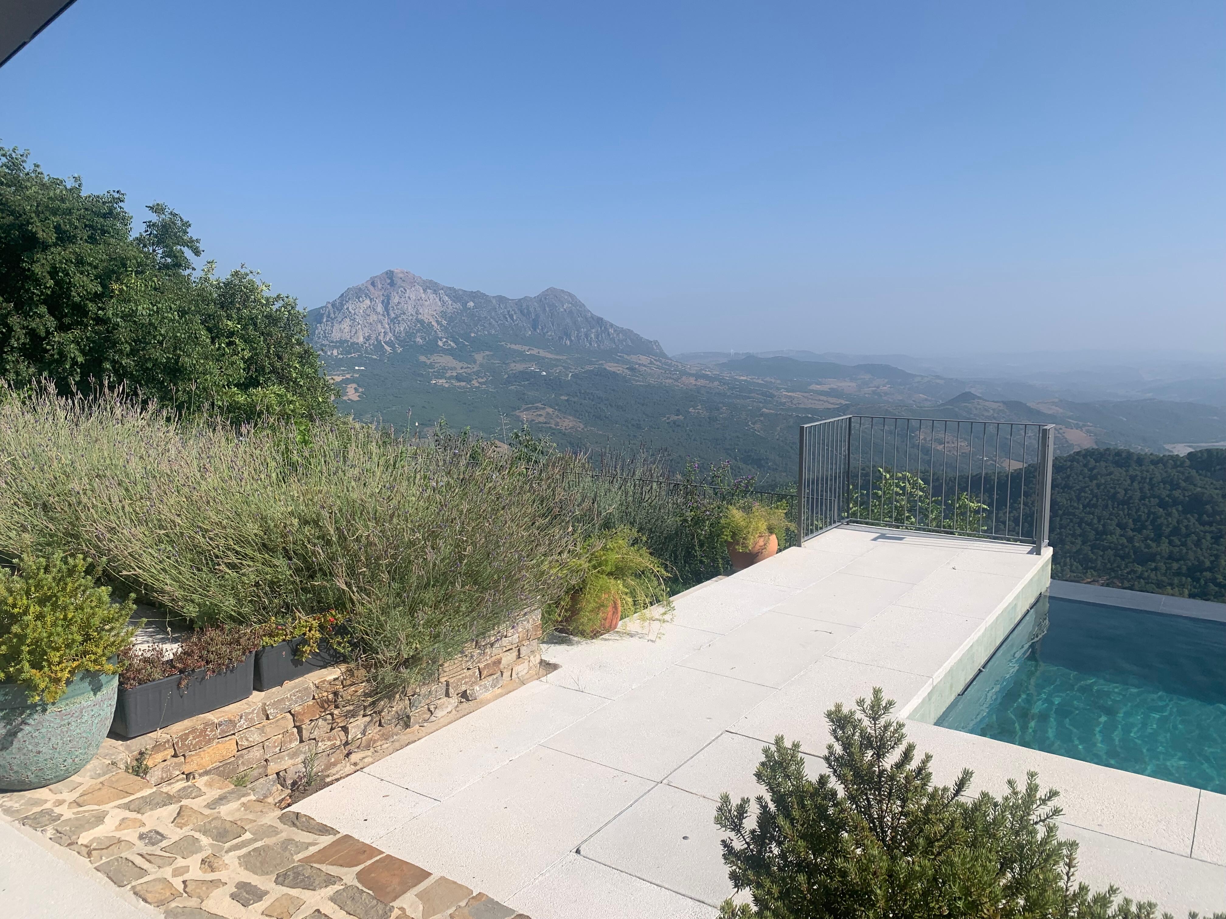View from the terrace overlooking the pool