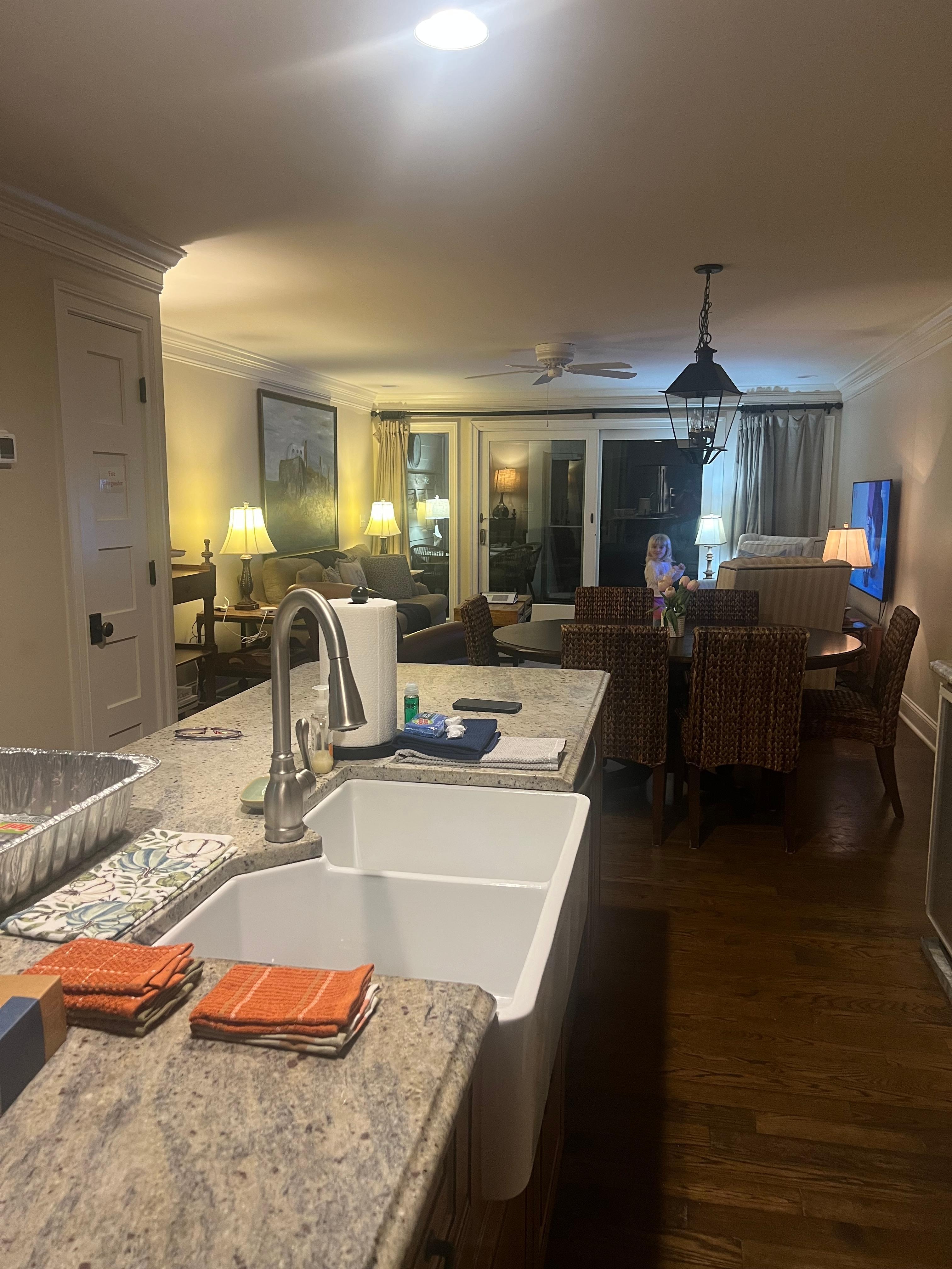 Kitchen looking into den