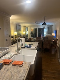 Kitchen looking into den