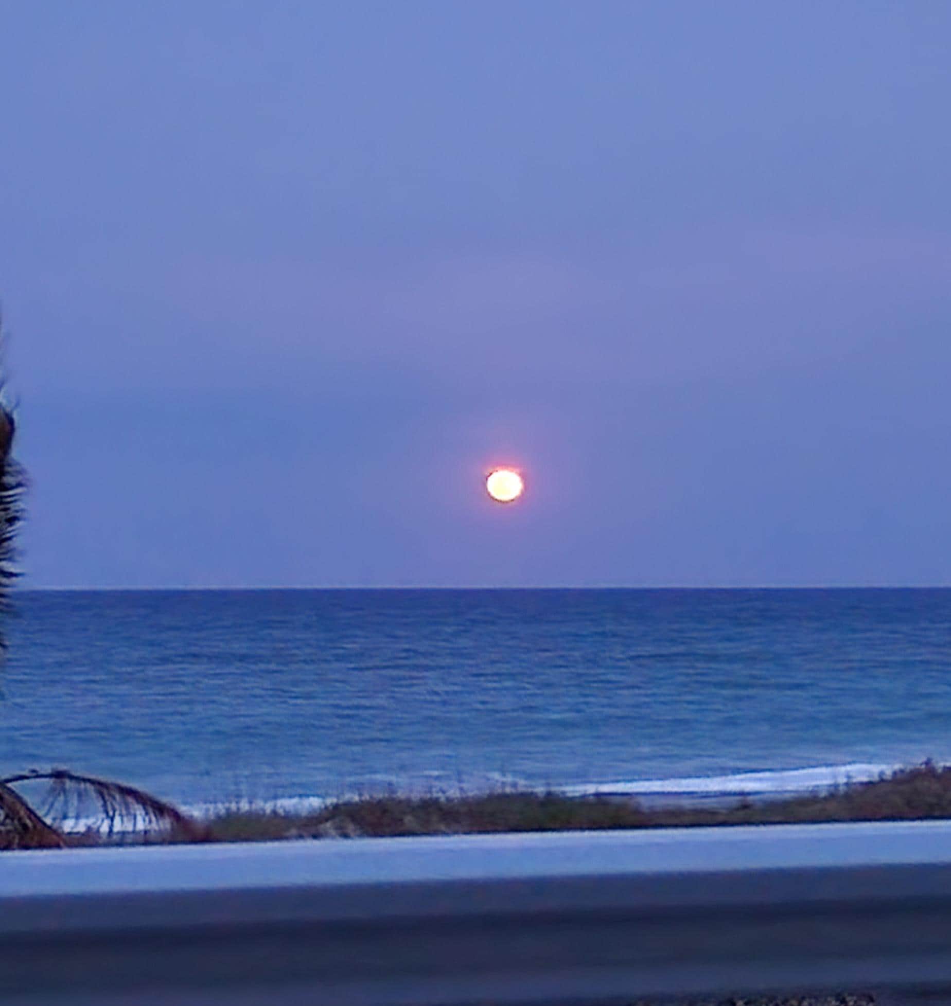 Beautiful view of the moon from the balcony.