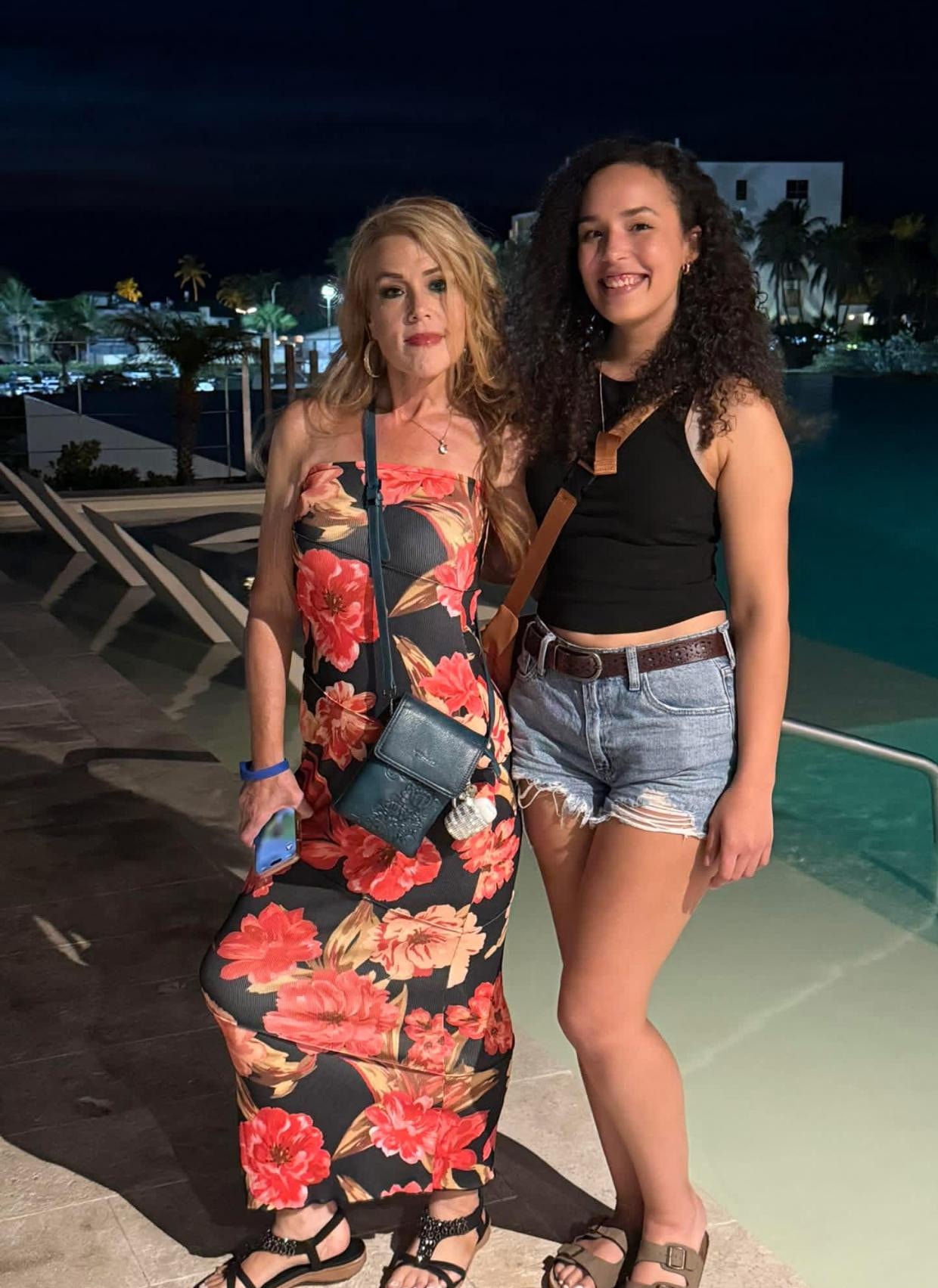 Upstairs at rooftop pool with my daughter.