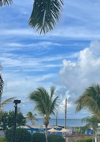 View of the beach from the balcony.