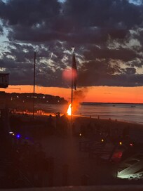 Bonfire at dusk on July 4th.