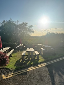 The outdoor seating area.