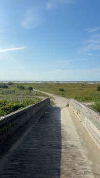 A view of how long the walk can be. Not a problem for most people, but long for elderly (we were warned, but took the chance anyway.)