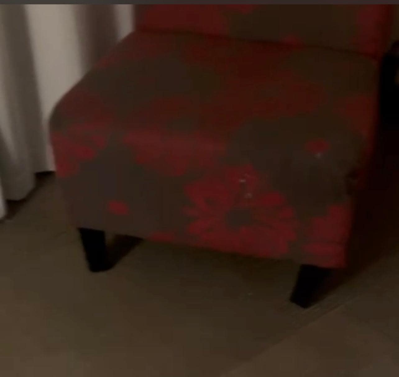 Stained chair with broken leg