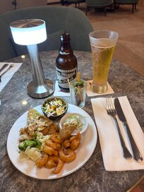 The evening buffet in the club lounge.