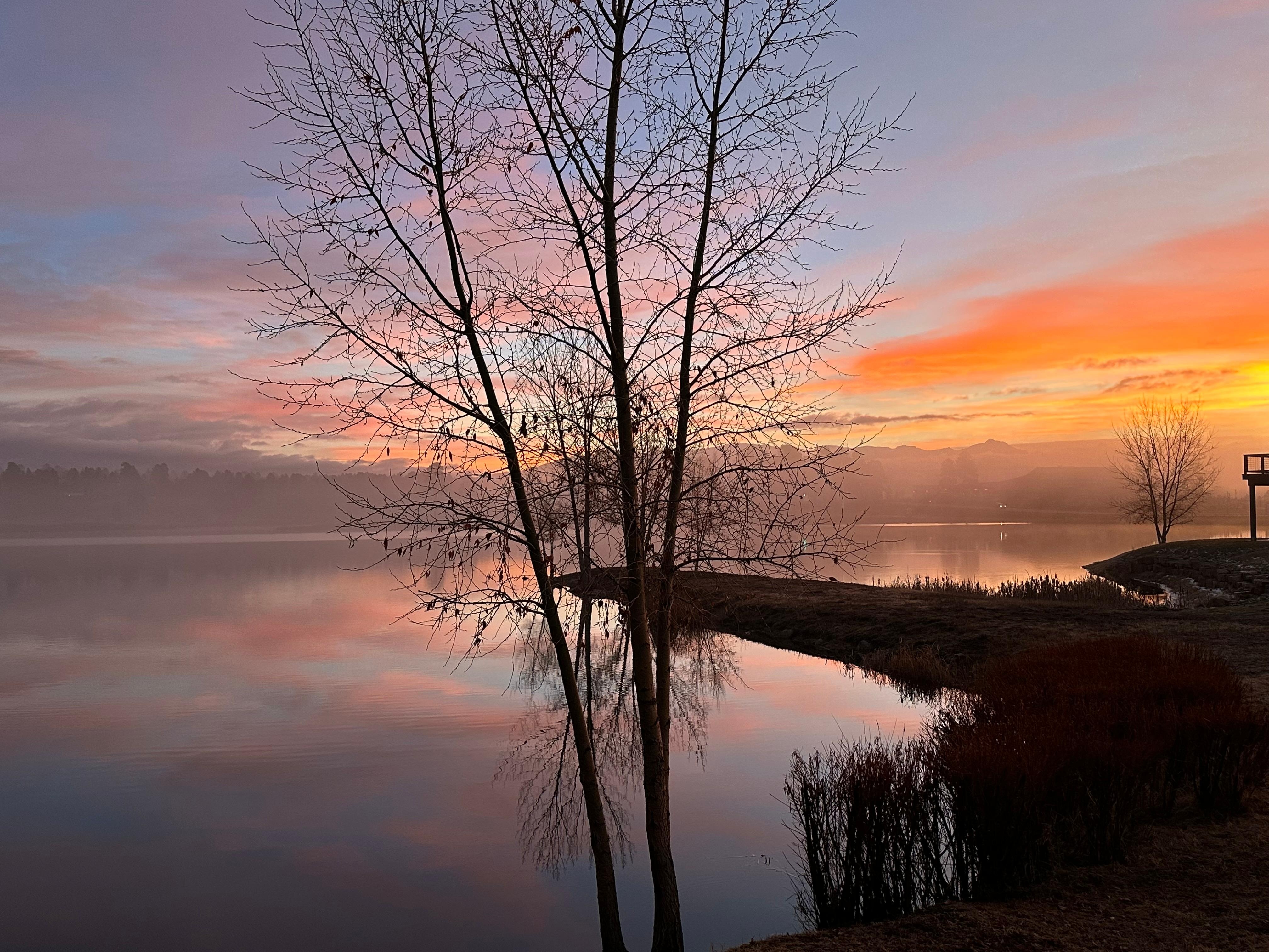 Sunrise view from the townhome living room.  