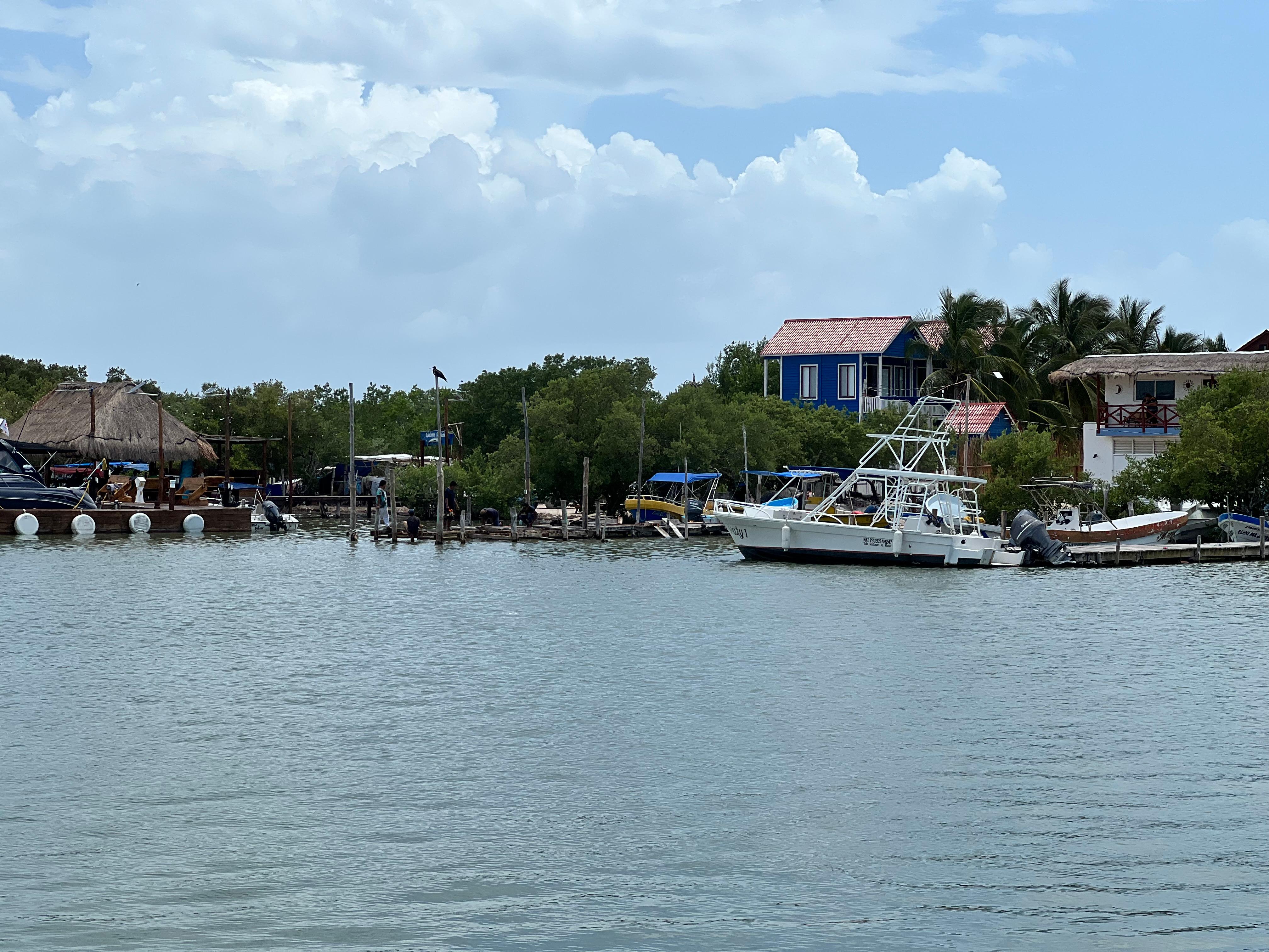 Another view from ferry station. Hotel is painted blue