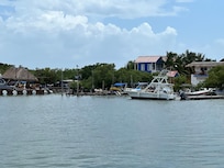 Another view from ferry station. Hotel is painted blue