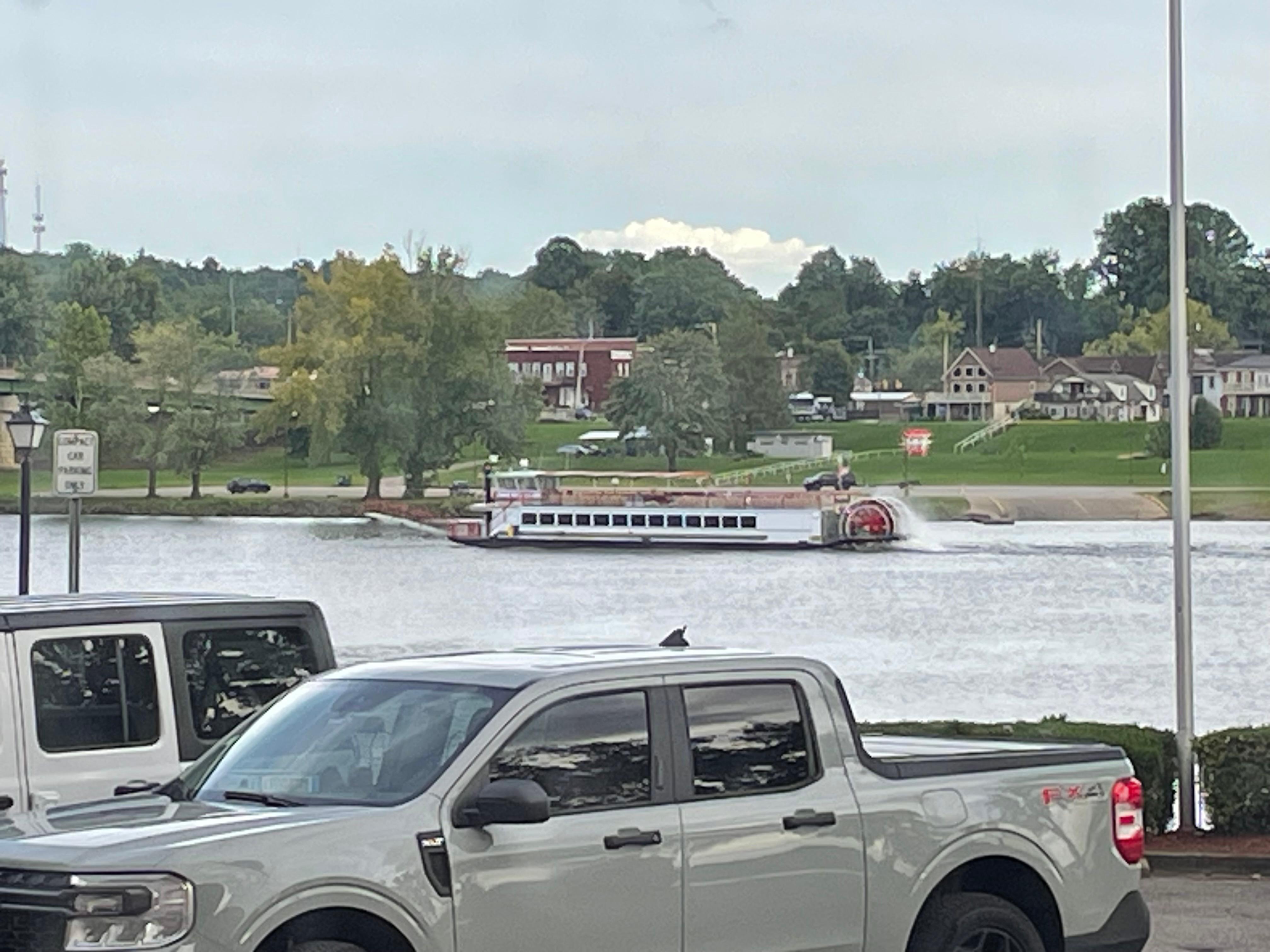 Sternwheeler passing on the Ohio River. Ignore the Toyota Pickup…