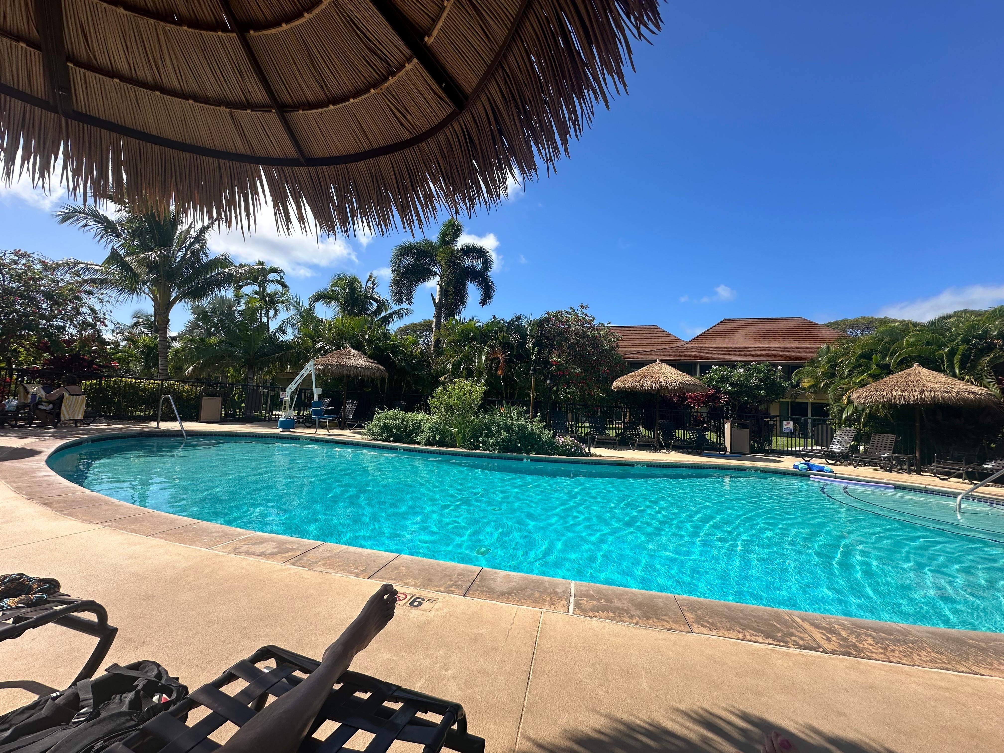 The smaller pool behind our unit- quiet and very reaxing
