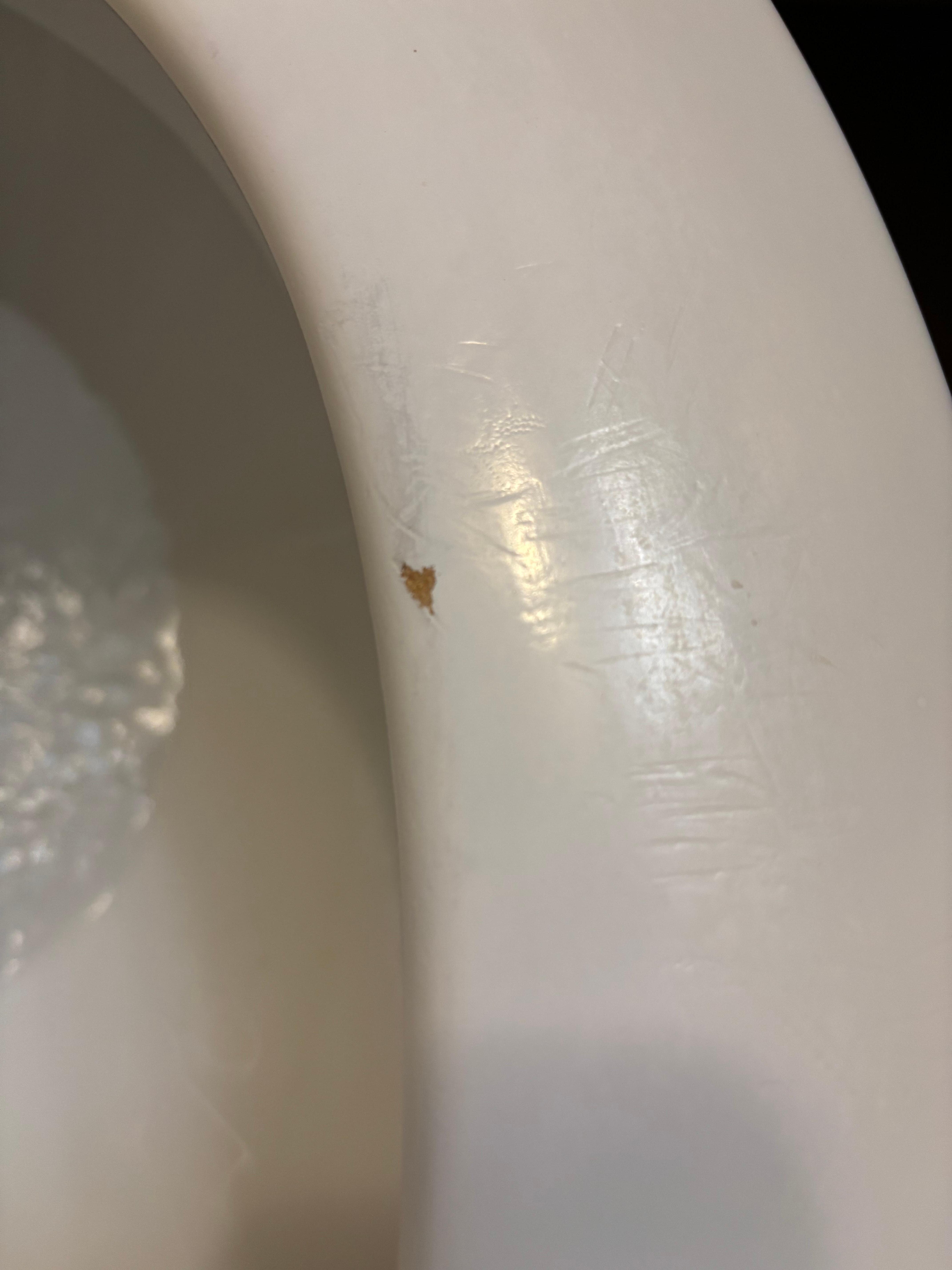 Toilet seat needs to be replaced, cracked and chipped paint. 