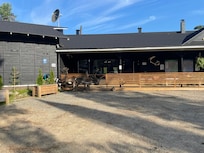 Main building in from of the reindeer