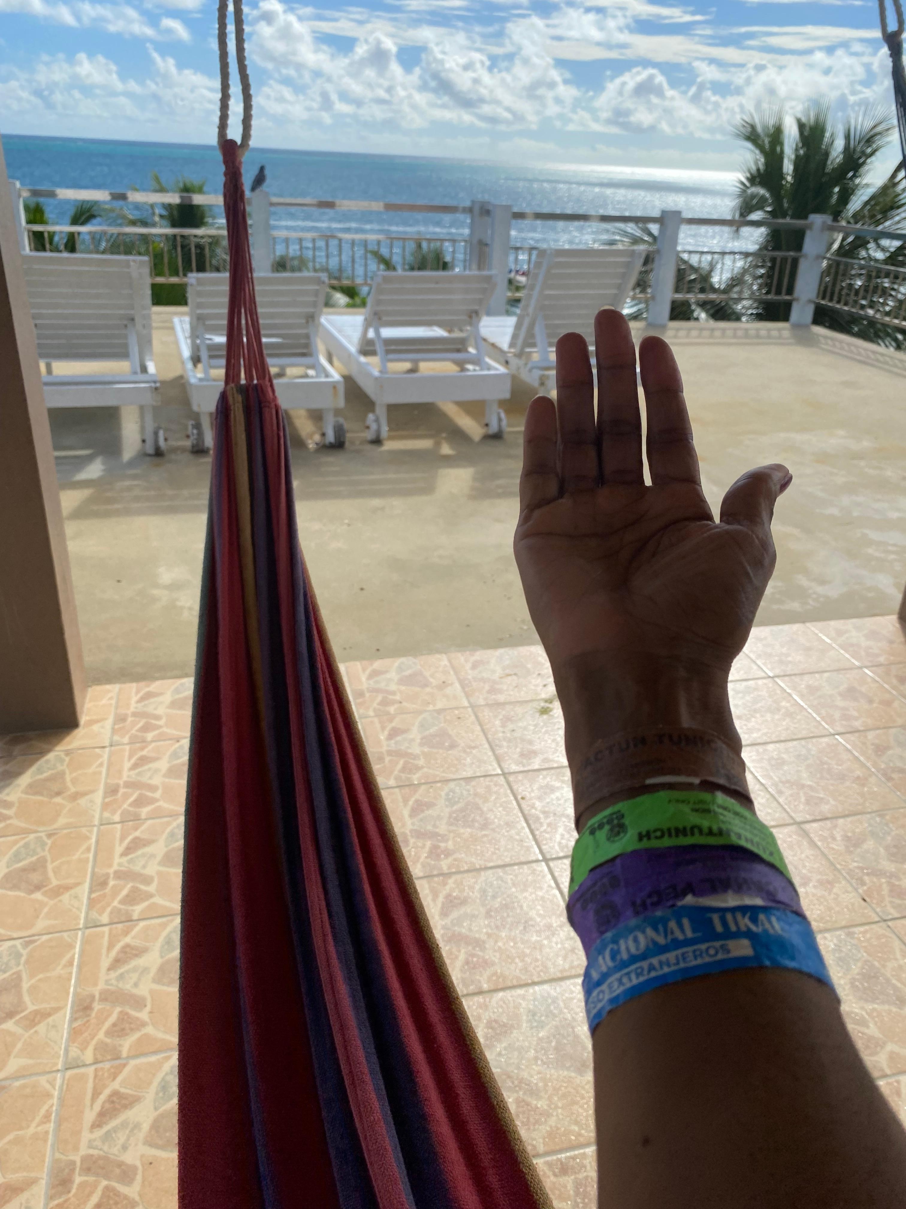 There are two hammocks on the rooftop for guests to enjoy the view