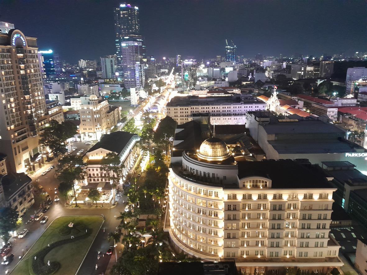 Nite view of CBD from pool with Opera house center left