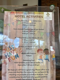 Includes a lot of activities that can be done insiide the hotel