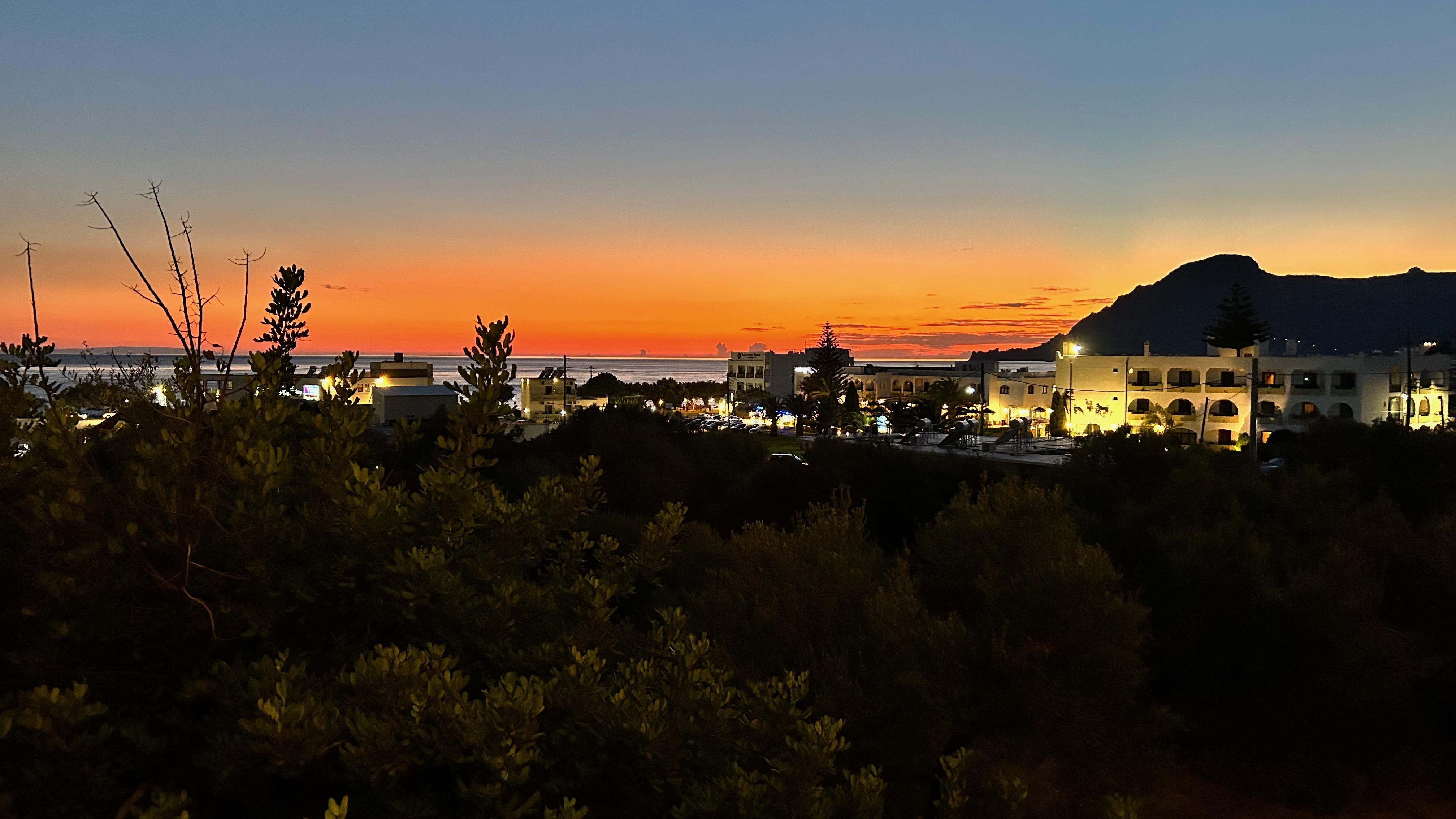 Plakias at sunset from the apartment