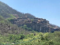 View of the fort on walk to the step well