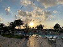 Pool at the sunset