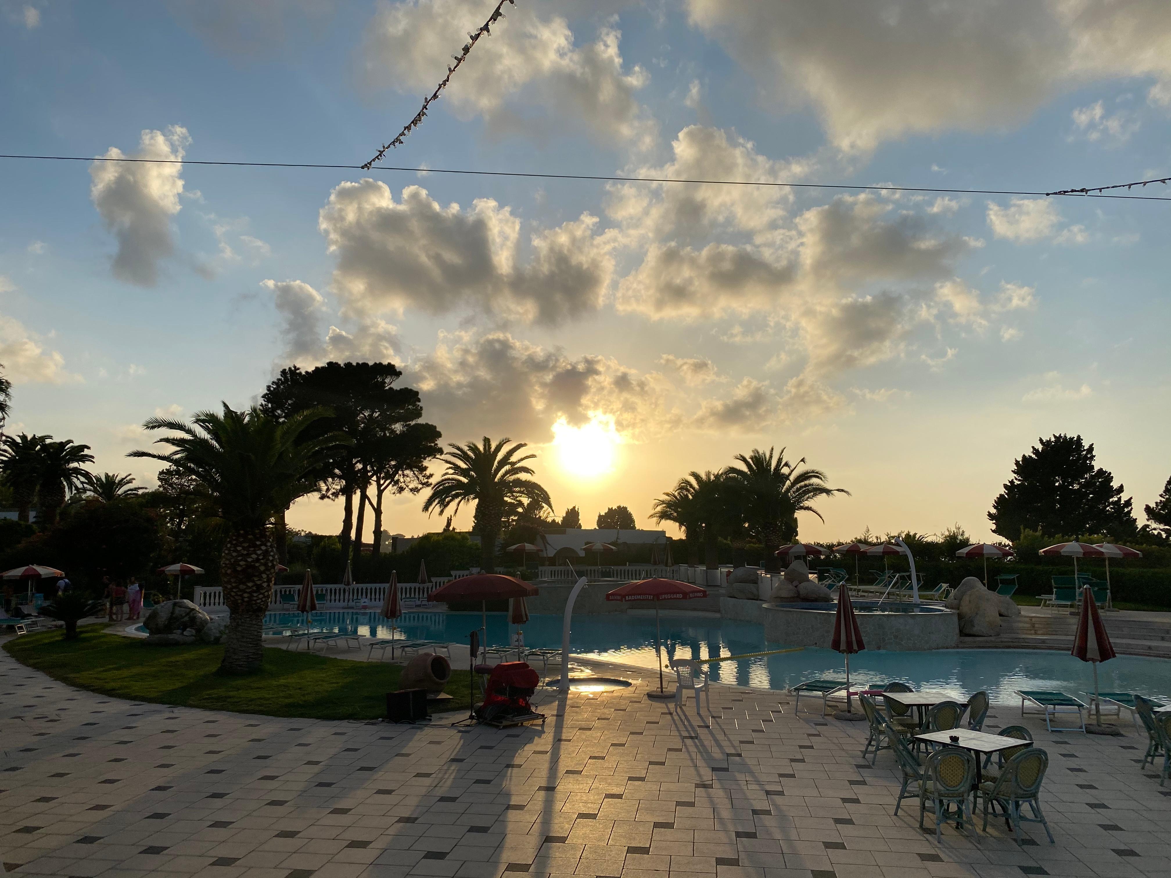 Pool at the sunset