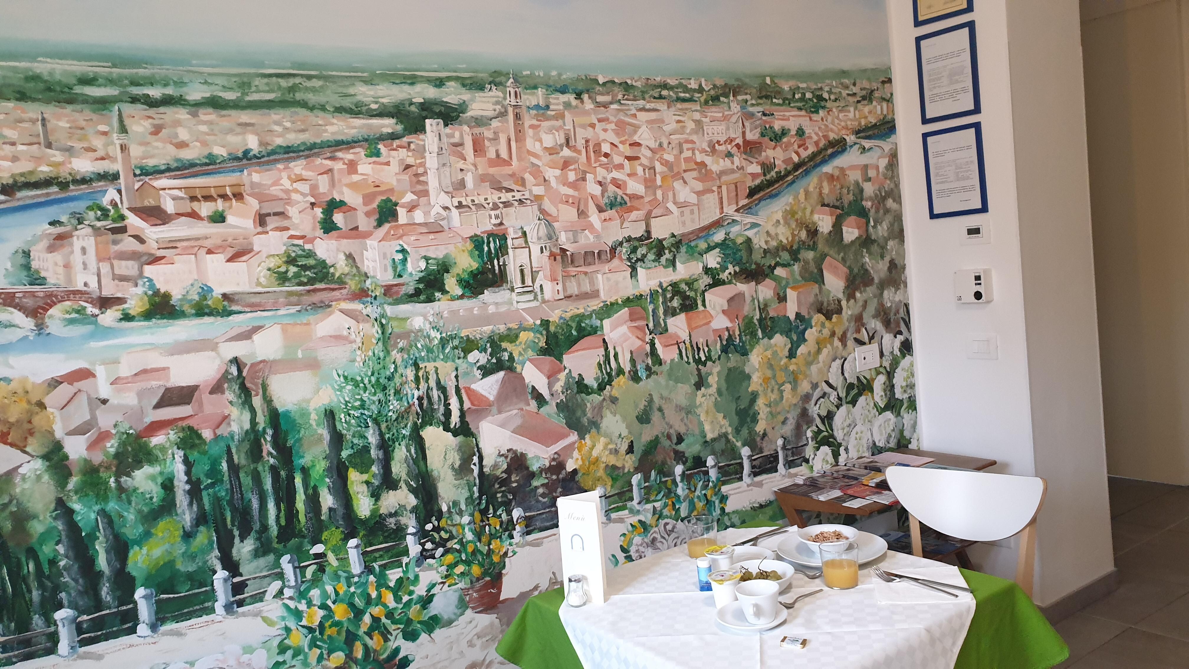 Hand painted wall in the breakfast room.