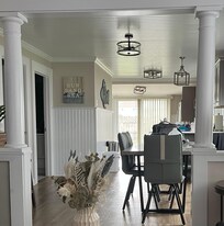 Living area looking toward dining area and kitchen