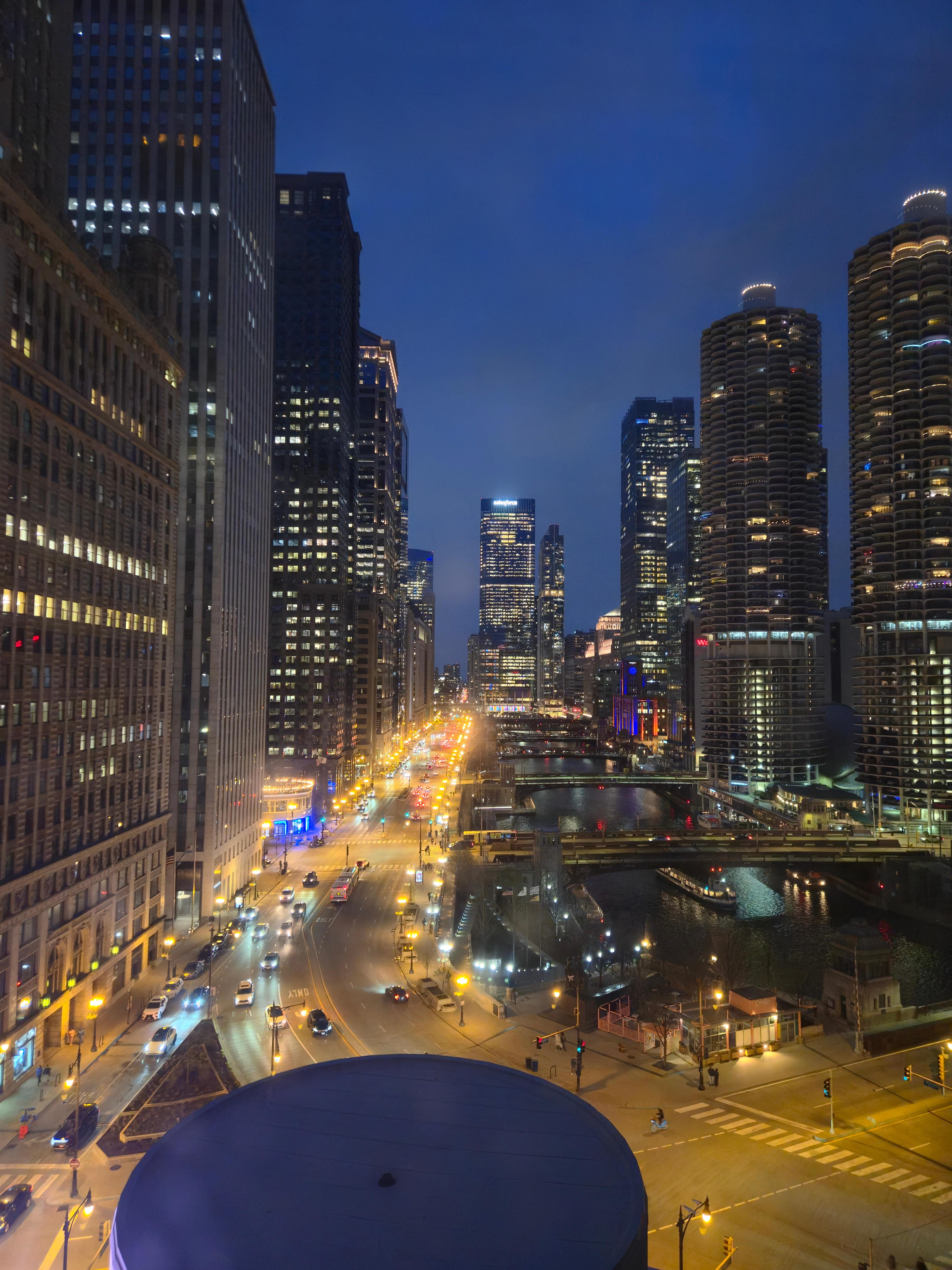 View from room on 14th floor at night.