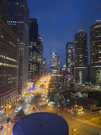 View from room on 14th floor at night.