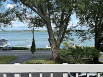 The view from the deck to the lake