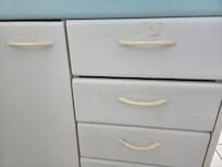 Dated kitchen with dirty utensils. We had to wash everything before use.