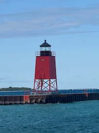 Lighthouse on Lake Michigan viewed from the end of the street!