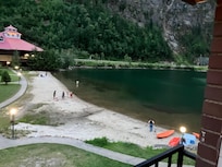 View from our balcony of the beach.