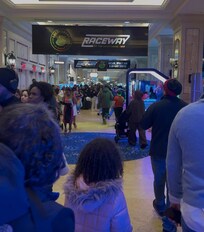 Lines to get into the elevators