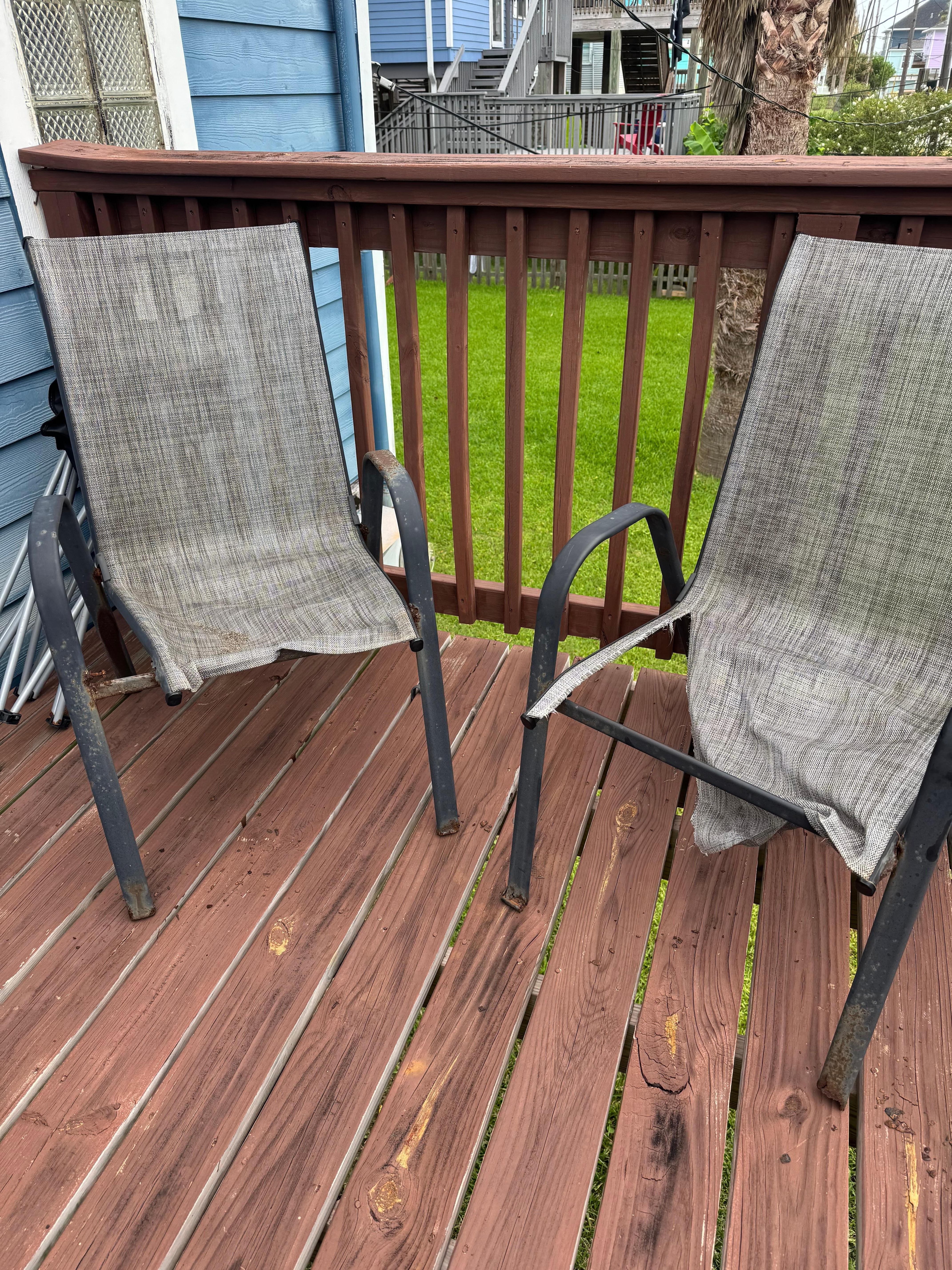 Broken patio chairs-back deck