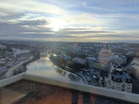 Utsikt på våning 13 vid hissarna.