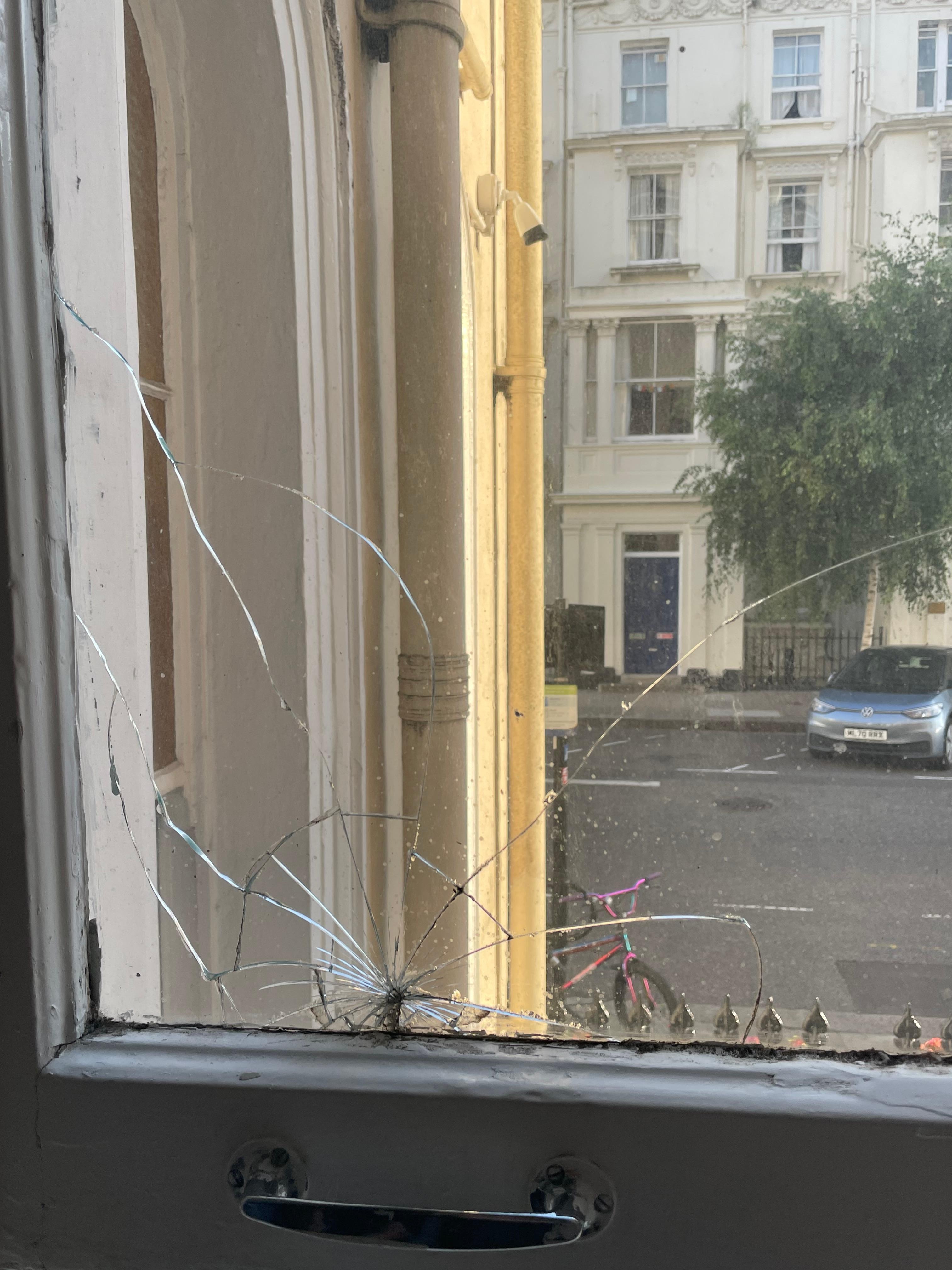 Broken window pane