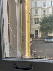 Broken window pane
