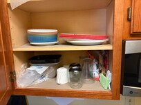 Paper products & food left in kitchen