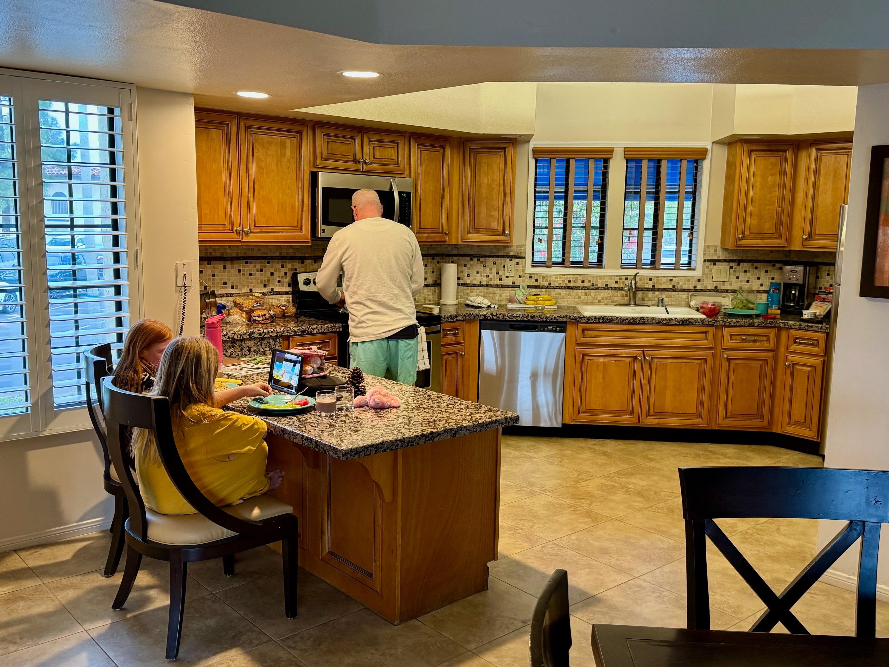 we were grateful for this large kitchen and cooked most of our meals there