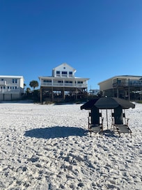 Home view from ocean (umbrella and chairs included in rental)