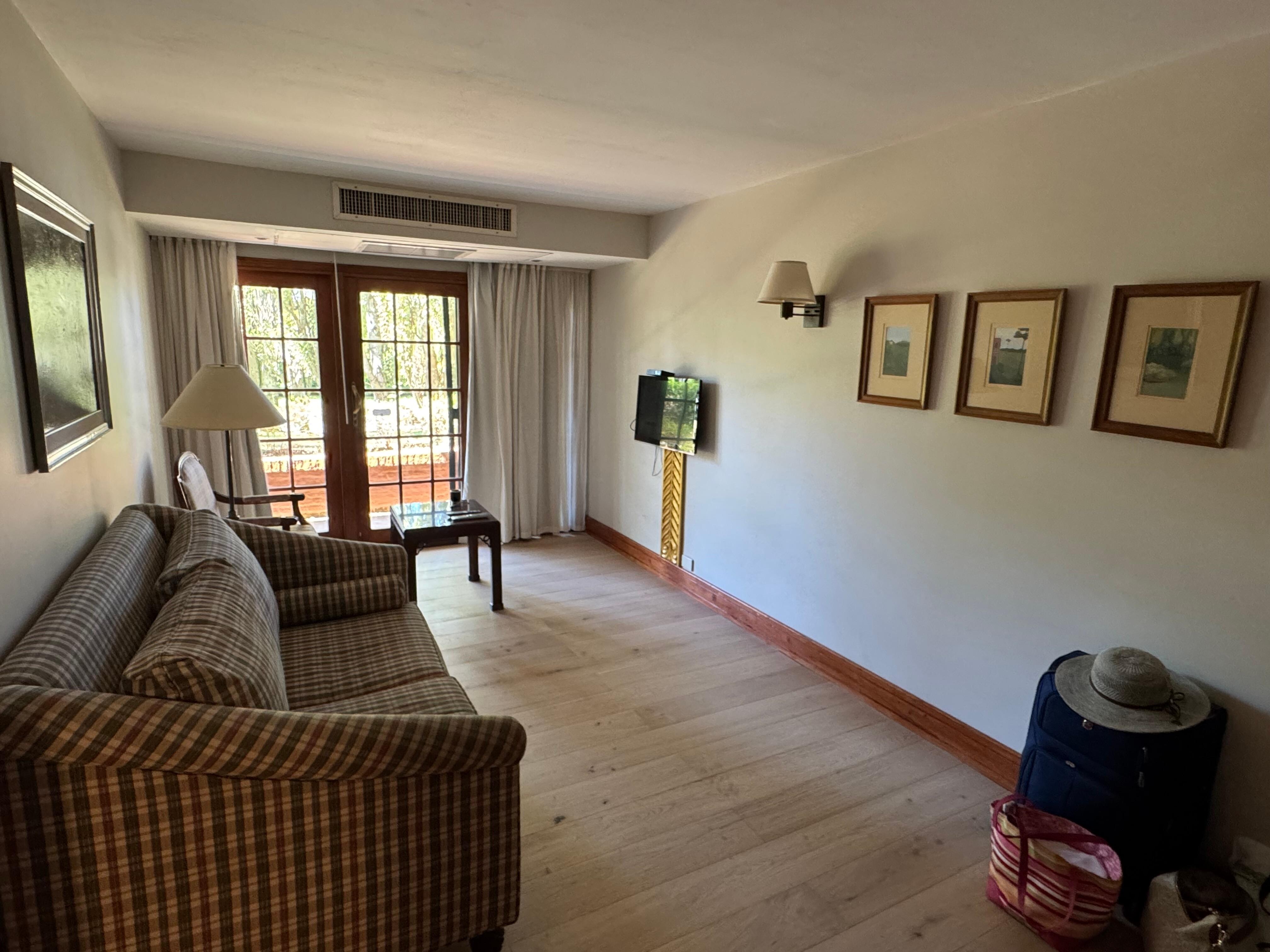 No furniture. Just a sofa and chair. Quite pathetic and embarrassing if you bring friends or colleagues over.