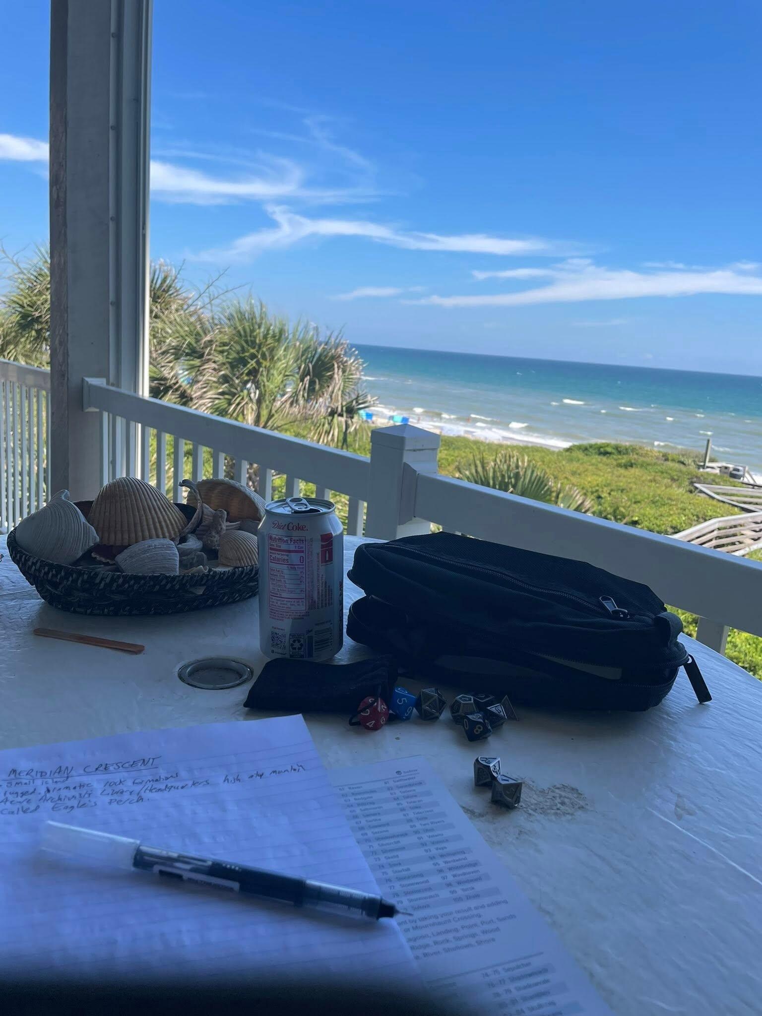 My husband loved drawing out on the balcony. 