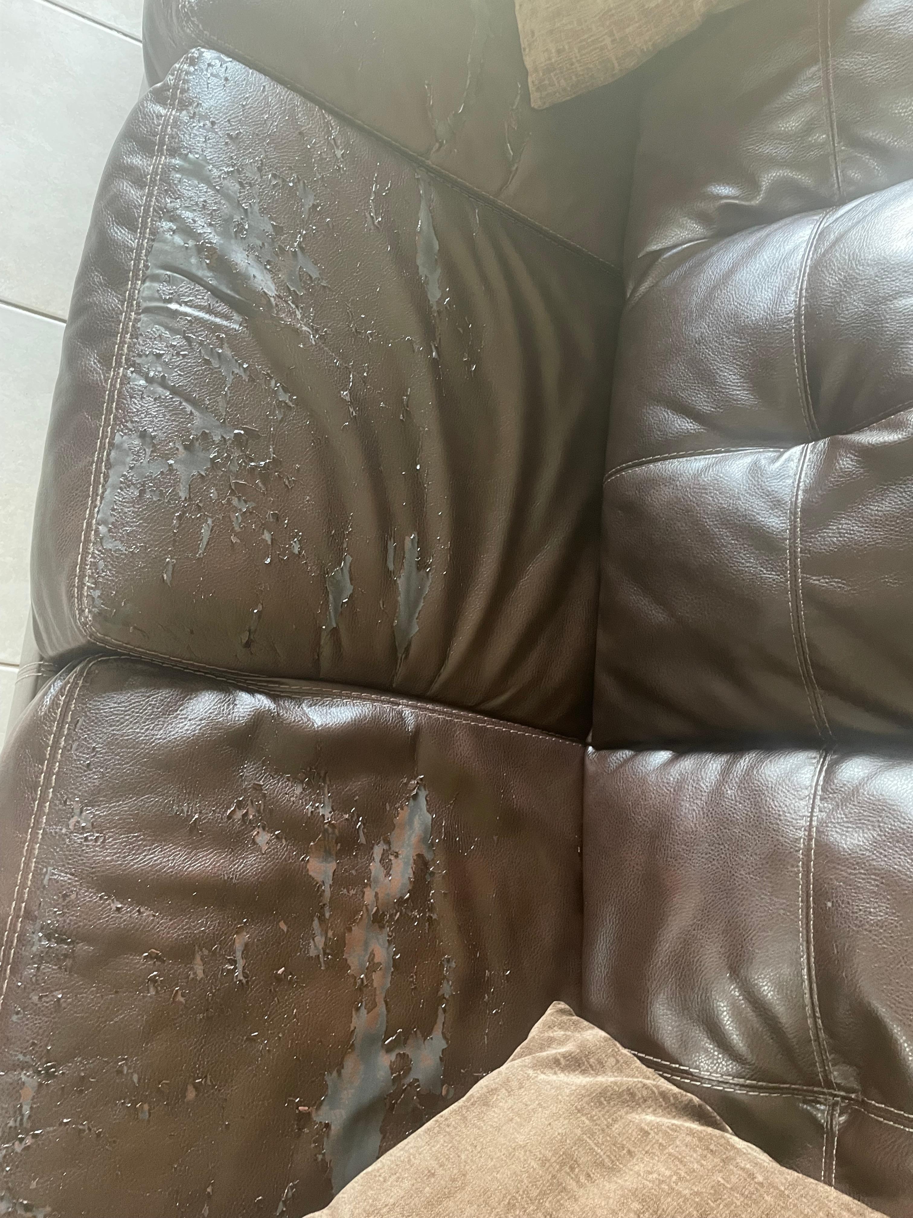 The beat up couch