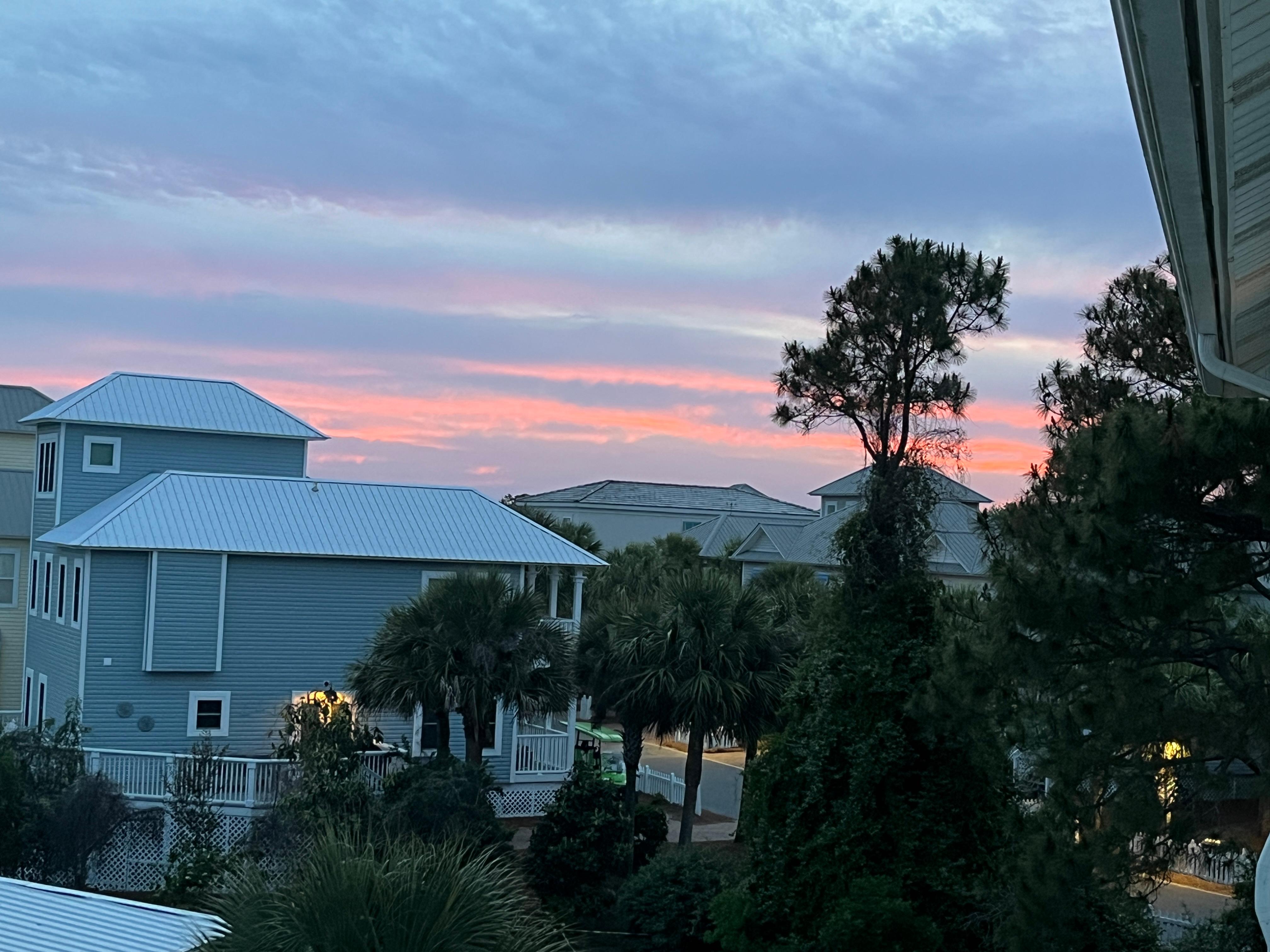 view from the house at sunset