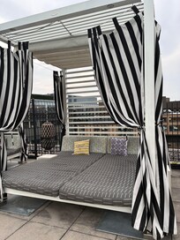 The hotel offers both free and paid seating. The pool towel station is well staffed.